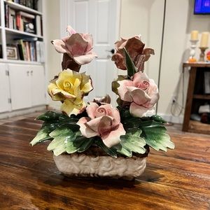 Rare vintage Capodimonte 1950’s Flower Basket